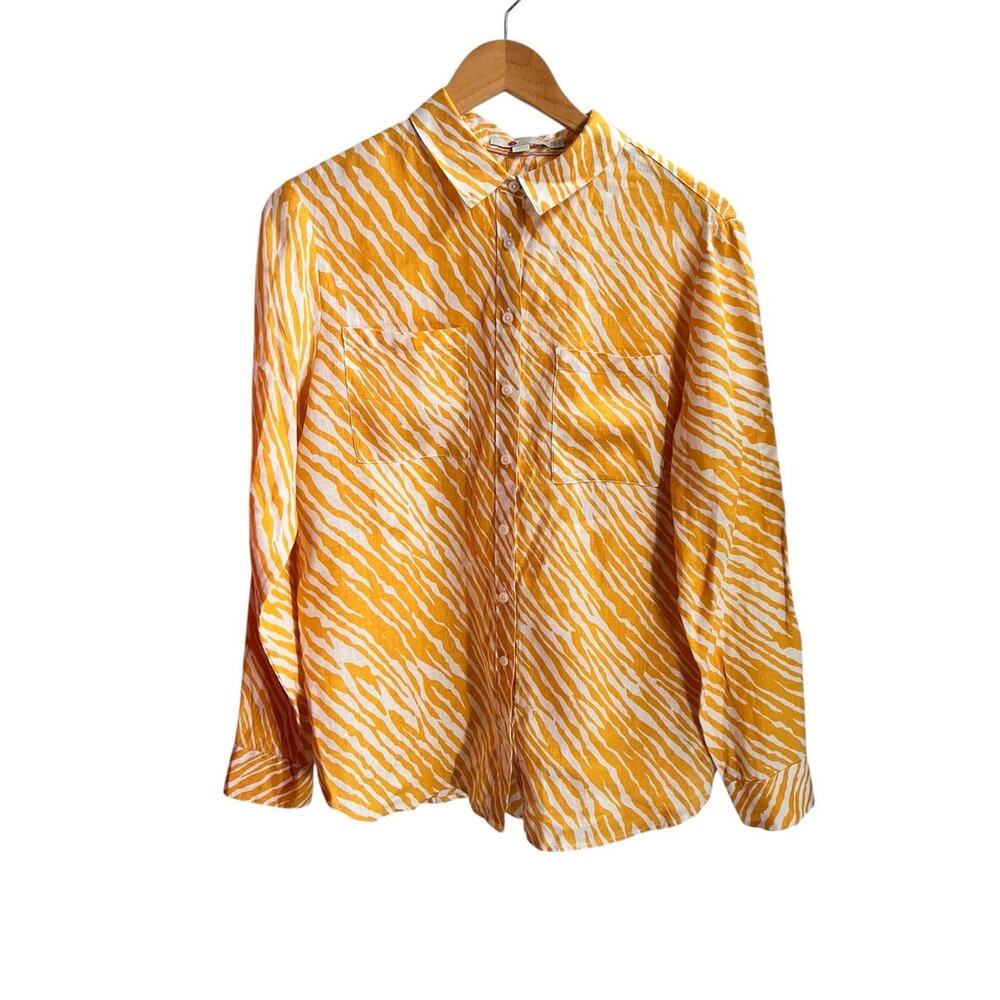 Boden 100% Linen Safari Tuscan Striped Buttoned Down Shirt Size 6 -Medium